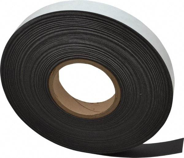 Mag-Mate - 100' Long x 1" Wide x 1/32" Thick Flexible Magnetic Strip - 8 Lb Max Pull Force, 4 Linear Ft/Lb Magnetic Pull Force, Adhesive Back - Exact Tool & Supply