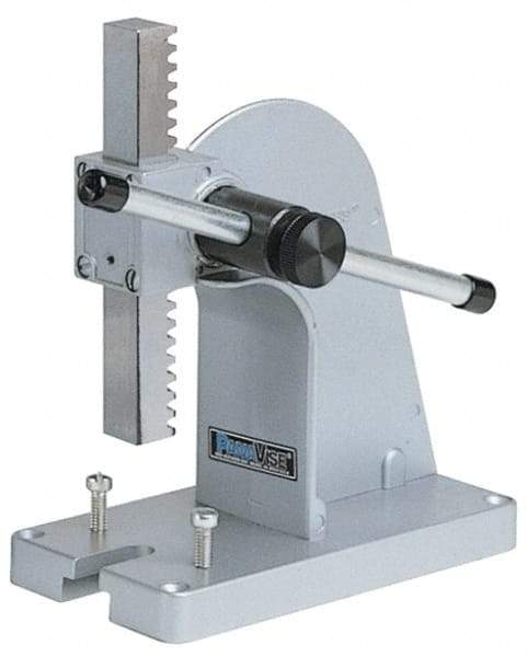 Panavise - 3/4" Ram, 2-1/8" Throat Depth, 1/4 Ton Manual Arbor Press - 4" Max Work Height x 3.7" Base Width x 7" Base Depth - Exact Tool & Supply