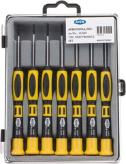 Aven - 7 Piece Phillips & Slotted Screwdriver Set - Soft Touch Handle, Bit Sizes: Philips #00 to #1 - Exact Tool & Supply