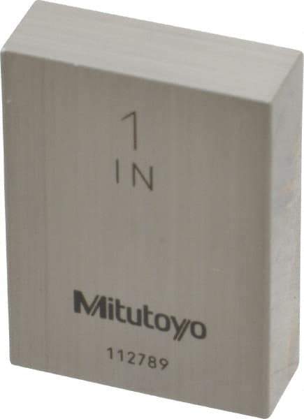 Mitutoyo - 1" Rectangular Steel Gage Block - Accuracy Grade 0, Includes Certificate of Inspection - Exact Tool & Supply