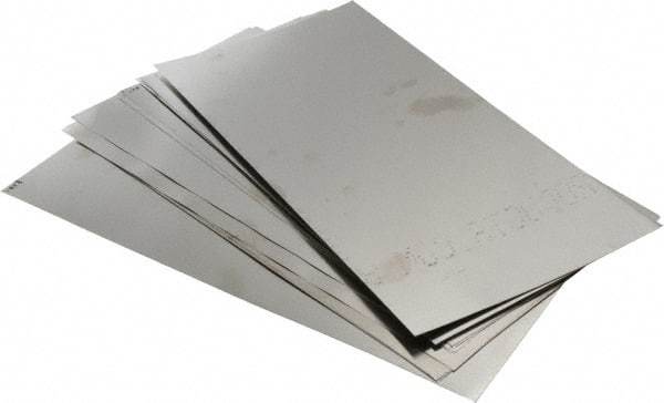 Made in USA - 12 Piece, 0.001 to 0.015 Inch Thickness, Stainless Steel Shim Stock Sheet Assortment - 12 Inch Long x 6 Inch Wide - Exact Tool & Supply