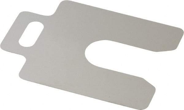 Made in USA - 20 Piece, 2 Inch Long x 2 Inch Wide x 0.006 Inch Thick, Slotted Shim Stock - Stainless Steel, 5/8 Inch Wide Slot - Exact Tool & Supply