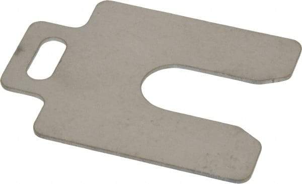 Made in USA - 10 Piece, 2 Inch Long x 2 Inch Wide x 0.05 Inch Thick, Slotted Shim Stock - Stainless Steel, 5/8 Inch Wide Slot - Exact Tool & Supply