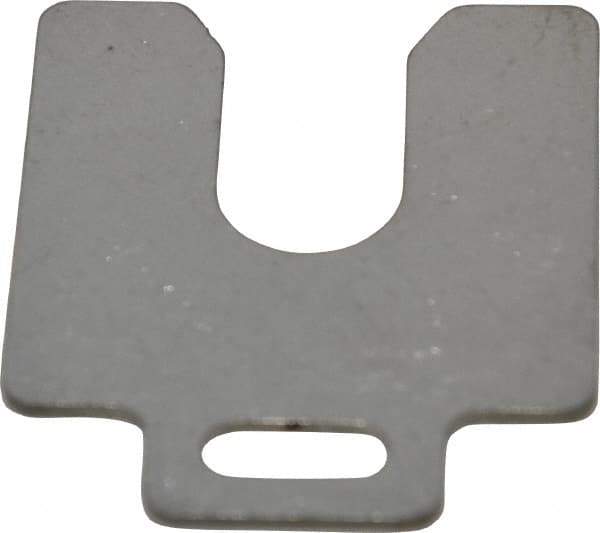 Made in USA - 10 Piece, 2 Inch Long x 2 Inch Wide x 0.075 Inch Thick, Slotted Shim Stock - Stainless Steel, 5/8 Inch Wide Slot - Exact Tool & Supply