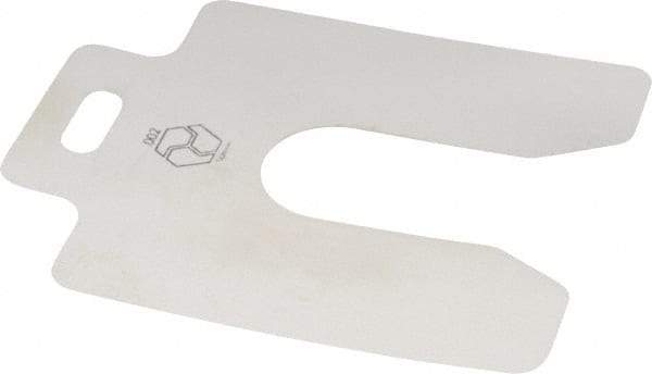 Made in USA - 20 Piece, 3 Inch Long x 3 Inch Wide x 0.002 Inch Thick, Slotted Shim Stock - Stainless Steel, 7/8 Inch Wide Slot - Exact Tool & Supply