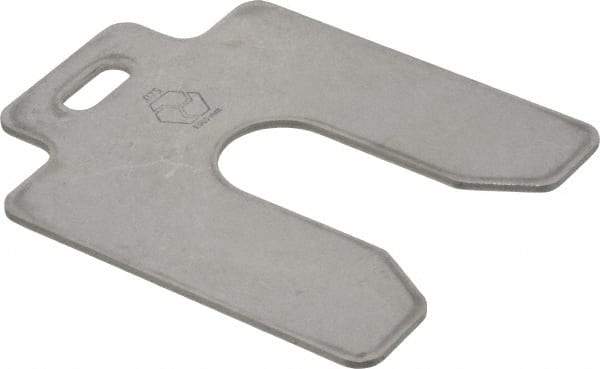Made in USA - 10 Piece, 3 Inch Long x 3 Inch Wide x 0.075 Inch Thick, Slotted Shim Stock - Stainless Steel, 7/8 Inch Wide Slot - Exact Tool & Supply