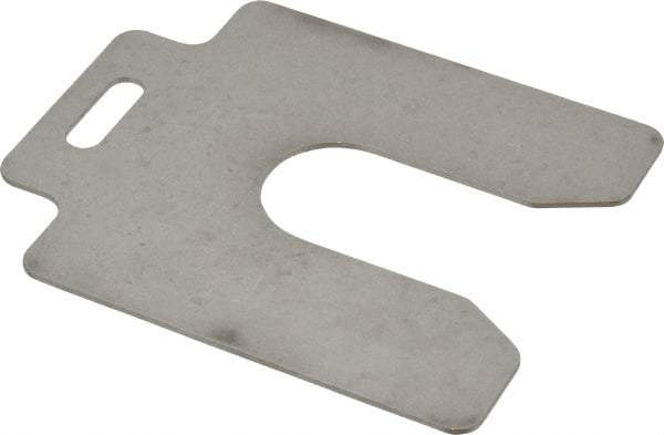 Made in USA - 10 Piece, 4 Inch Long x 4 Inch Wide x 0.062 Inch Thick, Slotted Shim Stock - Stainless Steel, 1-1/4 Inch Wide Slot - Exact Tool & Supply