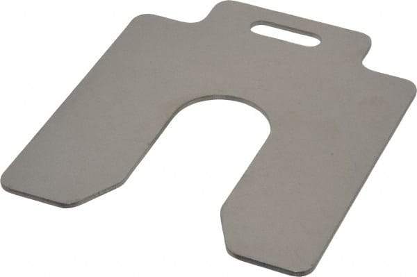Made in USA - 10 Piece, 4 Inch Long x 4 Inch Wide x 0.075 Inch Thick, Slotted Shim Stock - Stainless Steel, 1-1/4 Inch Wide Slot - Exact Tool & Supply