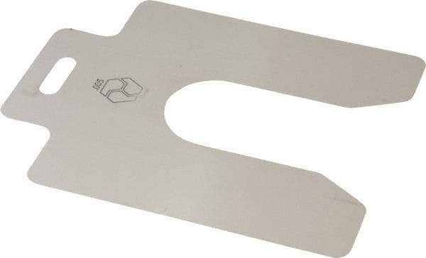 Made in USA - 20 Piece, 5 Inch Long x 5 Inch Wide x 0.005 Inch Thick, Slotted Shim Stock - Stainless Steel, 1-5/8 Inch Wide Slot - Exact Tool & Supply