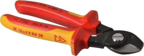 Knipex - 6-1/2" OAL, 1 AWG Capacity, Insulated Cable Cutter Pliers - Standard Head - Exact Tool & Supply