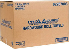 PRO-SOURCE - Hard Roll of 1 Ply Natural Paper Towels - 8" Wide, 800' Roll Length - Exact Tool & Supply