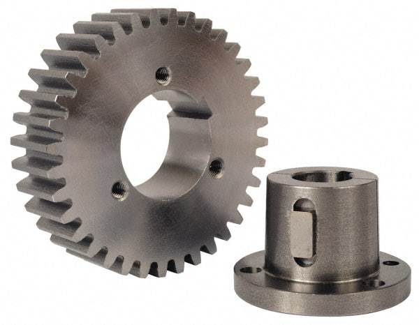 Browning - 12 Pitch, 4-1/2" Pitch Diam, 4.666" OD, 54 Tooth Bushed Spur Gear - 3/4" Face Width, 2-1/2" Hub Diam, 14.5° Pressure Angle, Steel - Exact Tool & Supply