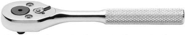 Proto - 1/4" Drive Pear Head Aerospace Ratchet - Chrome Finish, 5" OAL, 24 Gear Teeth, Standard Knurled Handle, Sealed Head - Exact Tool & Supply