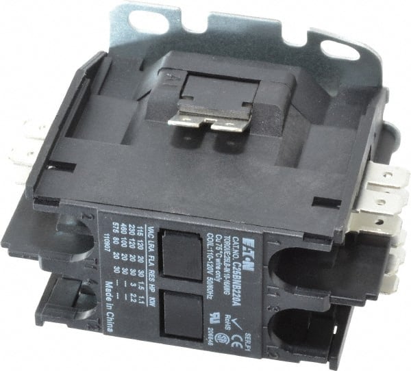 Eaton Cutler-Hammer - 2 Pole, 20 Amp Inductive Load, 110 to 120 Coil VAC at 50/60 Hz, Nonreversible Definite Purpose Contactor - Exact Tool & Supply