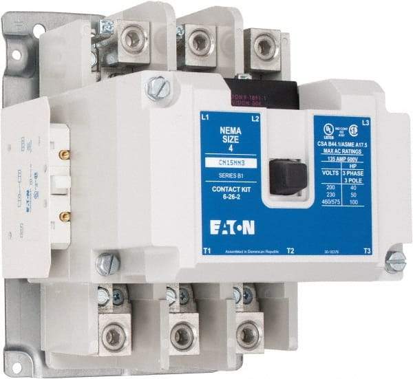 Eaton Cutler-Hammer - 3 Pole, 110 VAC at 50 Hz, 120 VAC at 60 Hz and 600 Volt, 135 Continuous Amp, 1 hp, Open NEMA Combination Starter - ABS Type Approved, cUL Listed, NEMA ICS 2-1993, UL Listed - Exact Tool & Supply