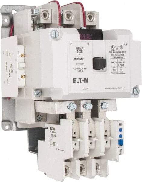 Eaton Cutler-Hammer - 110 Coil VAC at 50 Hz, 120 Coil VAC at 60 Hz, 135 Amp, NEMA Size 4, Nonreversible Open Enclosure NEMA Motor Starter - 3 Phase hp: 40 VAC - Exact Tool & Supply
