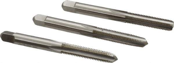 Hertel - 1/4-28 UNF, 4 Flute, Bottoming, Plug & Taper, Bright Finish, High Speed Steel Tap Set - 2-1/2" OAL, 2B/3B Class of Fit - Exact Tool & Supply