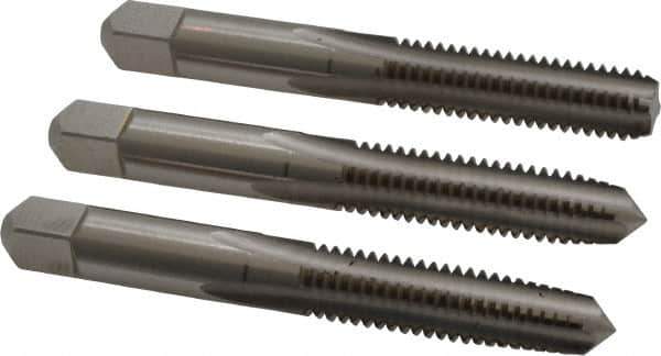 Hertel - 3/8-16 UNC, 4 Flute, Bottoming, Plug & Taper, Bright Finish, High Speed Steel Tap Set - 2-15/16" OAL, 2B/3B Class of Fit - Exact Tool & Supply