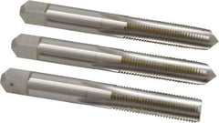 Hertel - 3/8-24 UNF, 4 Flute, Bottoming, Plug & Taper, Bright Finish, High Speed Steel Tap Set - 2-15/16" OAL, 2B/3B Class of Fit - Exact Tool & Supply