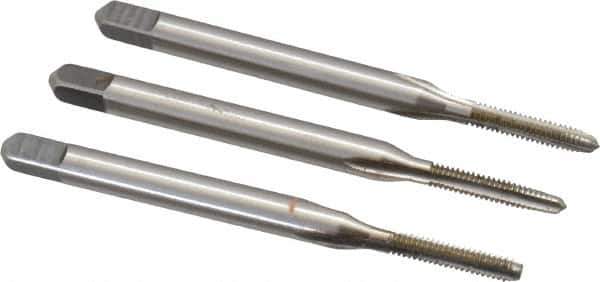 Hertel - #2-56 UNC, 3 Flute, Bottoming, Plug & Taper, Bright Finish, High Speed Steel Tap Set - 1-3/4" OAL, 2B/3B Class of Fit - Exact Tool & Supply