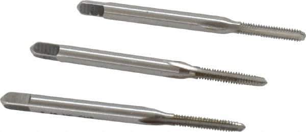 Hertel - #3-48 UNC, 3 Flute, Bottoming, Plug & Taper, Bright Finish, High Speed Steel Tap Set - 1-13/16" OAL, 2B/3B Class of Fit - Exact Tool & Supply