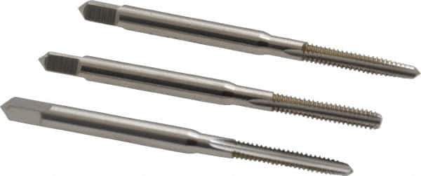 Hertel - #4-40 UNC, 3 Flute, Bottoming, Plug & Taper, Bright Finish, High Speed Steel Tap Set - 1-7/8" OAL, 2B/3B Class of Fit - Exact Tool & Supply