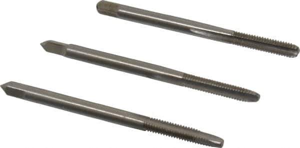 Hertel - #6-40 UNF, 3 Flute, Bottoming, Plug & Taper, Bright Finish, High Speed Steel Tap Set - 2" OAL, 2B/3B Class of Fit - Exact Tool & Supply
