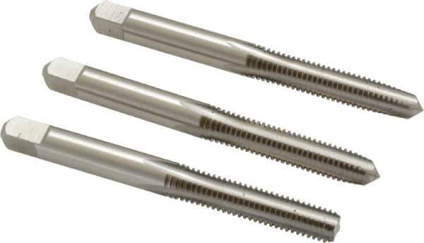 Hertel - M6x1.00 Metric Coarse, 4 Flute, Bottoming, Plug & Taper, Bright Finish, High Speed Steel Tap Set - 2-1/2" OAL, 6H Class of Fit - Exact Tool & Supply