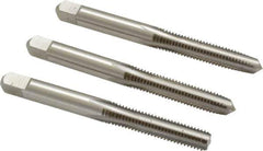 Hertel - M6x1.00 Metric Coarse, 4 Flute, Bottoming, Plug & Taper, Bright Finish, High Speed Steel Tap Set - 2-1/2" OAL, 6H Class of Fit - Exact Tool & Supply