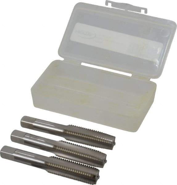 Hertel - M16x2.00 Metric Coarse, 4 Flute, Bottoming, Plug & Taper, Bright Finish, High Speed Steel Tap Set - 3-13/16" OAL, 6H Class of Fit - Exact Tool & Supply