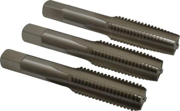 Hertel - M18x2.50 Metric Coarse, 4 Flute, Bottoming, Plug & Taper, Bright Finish, High Speed Steel Tap Set - 4-1/32" OAL, 6H Class of Fit - Exact Tool & Supply
