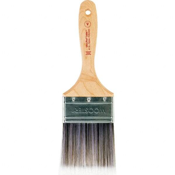 Wooster Brush - 3" Flat Nylon/Polyester Varnish Brush - 3-3/16" Bristle Length, 6-1/2" Maple Beavertail Handle - Exact Tool & Supply