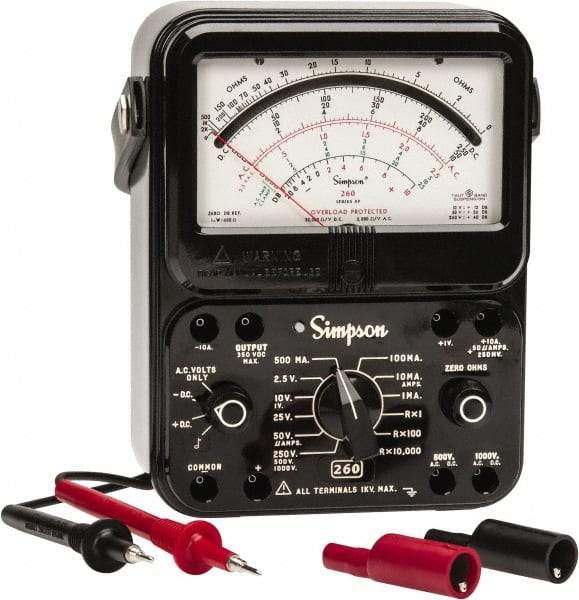 Simpson Electric - 12391, 1,000 VAC/VDC, Analog Manual Ranging Multimeter - 20 mOhm, Measures Voltage, Current, Resistance - Exact Tool & Supply