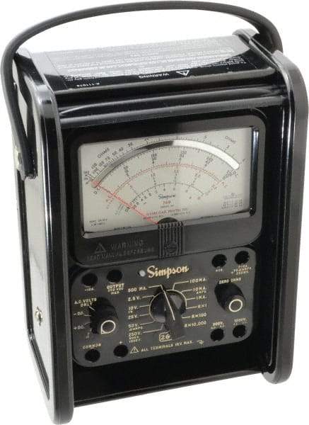 Simpson Electric - 12392, 1,000 VAC/VDC, Analog Manual Ranging Multimeter - 20 mOhm, Measures Voltage, Current, Resistance - Exact Tool & Supply