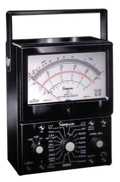 Simpson Electric - 12211, 1,000 VAC/VDC, Analog Manual Ranging Multimeter - 200 Ohm, Measures Voltage, Current, Resistance - Exact Tool & Supply