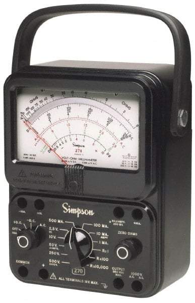 Simpson Electric - 12226, 1,000 VAC/VDC, Analog Manual Ranging Multimeter - 20 mOhm, Measures Voltage, Current, Resistance - Exact Tool & Supply