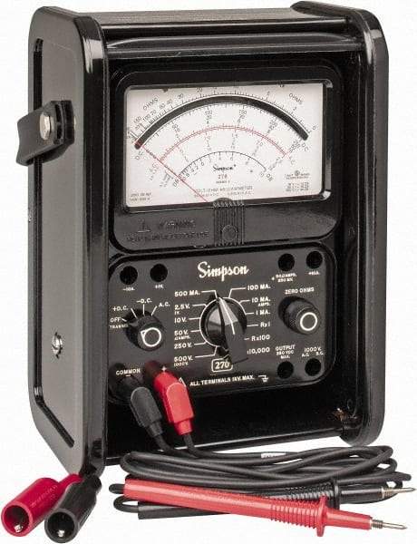 Simpson Electric - 12227, 1,000 VAC/VDC, Analog Manual Ranging Multimeter - 20 mOhm, Measures Voltage, Current, Resistance - Exact Tool & Supply