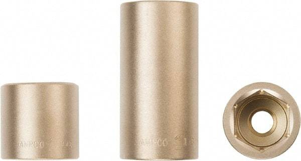 Ampco - 1", 3/8" Drive, Standard Hand Socket - 6 Points, Aluminum Bronze - Exact Tool & Supply