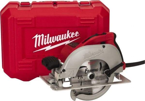 Milwaukee Tool - 15 Amps, 7-1/4" Blade Diam, 5,800 RPM, Electric Circular Saw - 120 Volts, 3.25 hp, 9' Cord Length, 5/8" Arbor Hole, Left Blade - Exact Tool & Supply