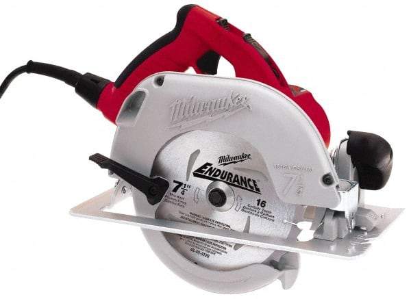 Milwaukee Tool - 15 Amps, 7-1/4" Blade Diam, 5,800 RPM, Electric Circular Saw - 120 Volts, 3 hp, 10' Cord Length, 5/8" Arbor Hole, Right Blade - Exact Tool & Supply