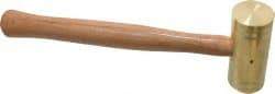 Made in USA - 3 Lb Head 1-3/4" Face Brass Nonmarring Hammer - 14" OAL, Wood Handle - Exact Tool & Supply
