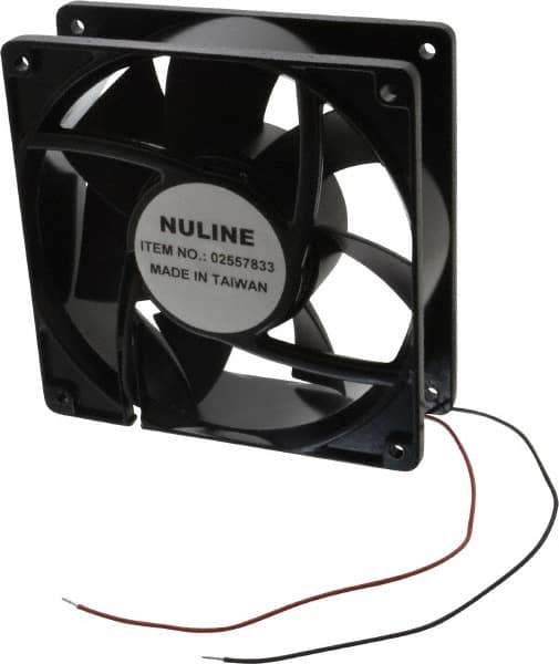 Value Collection - 12 Volts, DC, 130 CFM, Square Tube Axial Fan - 0.66 Amp Rating, 2,520 to 2,800 RPM, 4.7" High x 4.7" Wide x 1-1/2" Deep - Exact Tool & Supply
