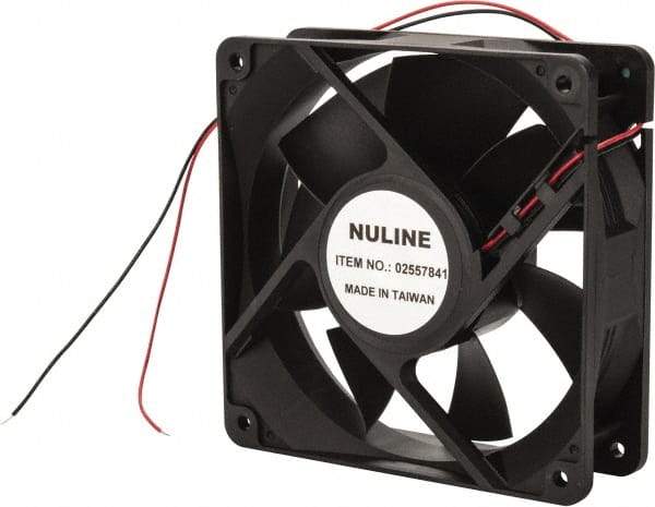 Value Collection - 24 Volts, DC, 130 CFM, Square Tube Axial Fan - 0.36 Amp Rating, 2,520 to 2,800 RPM, 4.7" High x 4.7" Wide x 1-1/2" Deep - Exact Tool & Supply