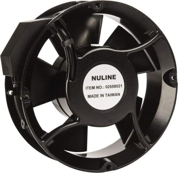 Value Collection - 230 Volts, AC, 235 CFM, Round Tube Axial Fan - 0.15 Amp Rating, 2,850 to 3,350 RPM, 6.7" High x 6.7" Wide x 2" Deep - Exact Tool & Supply