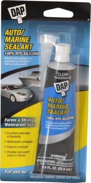 DAP - 2.8 oz Tube Clear RTV Silicone Joint Sealant - -40 to 400°F Operating Temp, 10 to 20 min Tack Free Dry Time, 24 hr Full Cure Time - Exact Tool & Supply