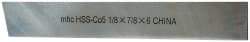 Interstate - 1/8 Inch Wide x 7/8 Inch High x 6 Inch Long, Parallel Cutoff Blade - M35 Grade, Bright Finish - Exact Tool & Supply