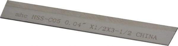 Interstate - 0.04 Inch Wide x 1/2 Inch High x 3-1/2 Inch Long, Parallel Blade, Cutoff Blade - M35 Grade, Bright Finish - Exact Tool & Supply