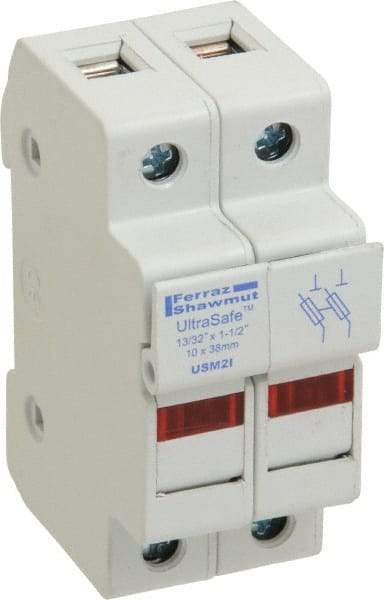 Ferraz Shawmut - 2 Pole, 1000 VDC and 800 VAC, 30 Amp, DIN Rail Mount Fuse Holder - Compatible with CC Class, 1-1/2 Inch Long x 1.38 Inch Wide and 13/32 Inch Diameter Fuse - Exact Tool & Supply