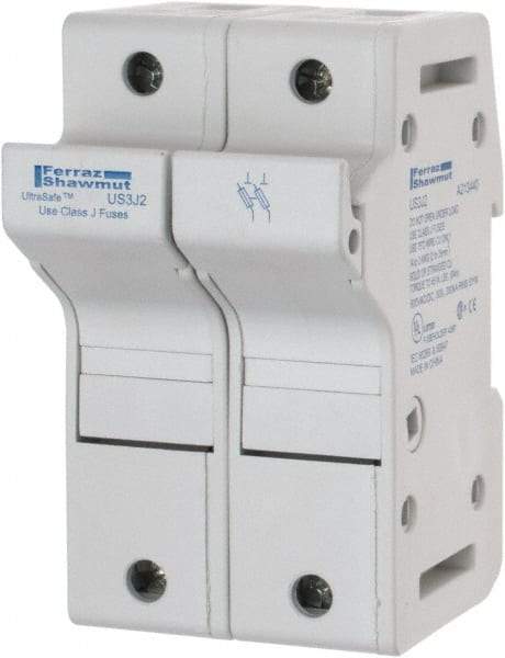 Ferraz Shawmut - 2 Pole, 600 VAC/VDC, 30 Amp, DIN Rail Mount Fuse Holder - Compatible with J Class, 58mm Long x 2.56 Inch Wide and 22mm Diameter Fuse - Exact Tool & Supply