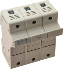 Ferraz Shawmut - 3 Pole, 600 VAC/VDC, 30 Amp, DIN Rail Mount Fuse Holder - Compatible with J Class, 58mm Long x 3.84 Inch Wide and 22mm Diameter Fuse - Exact Tool & Supply